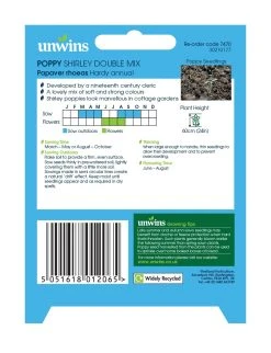 Unwins Poppy Shirley Double Mix Seeds