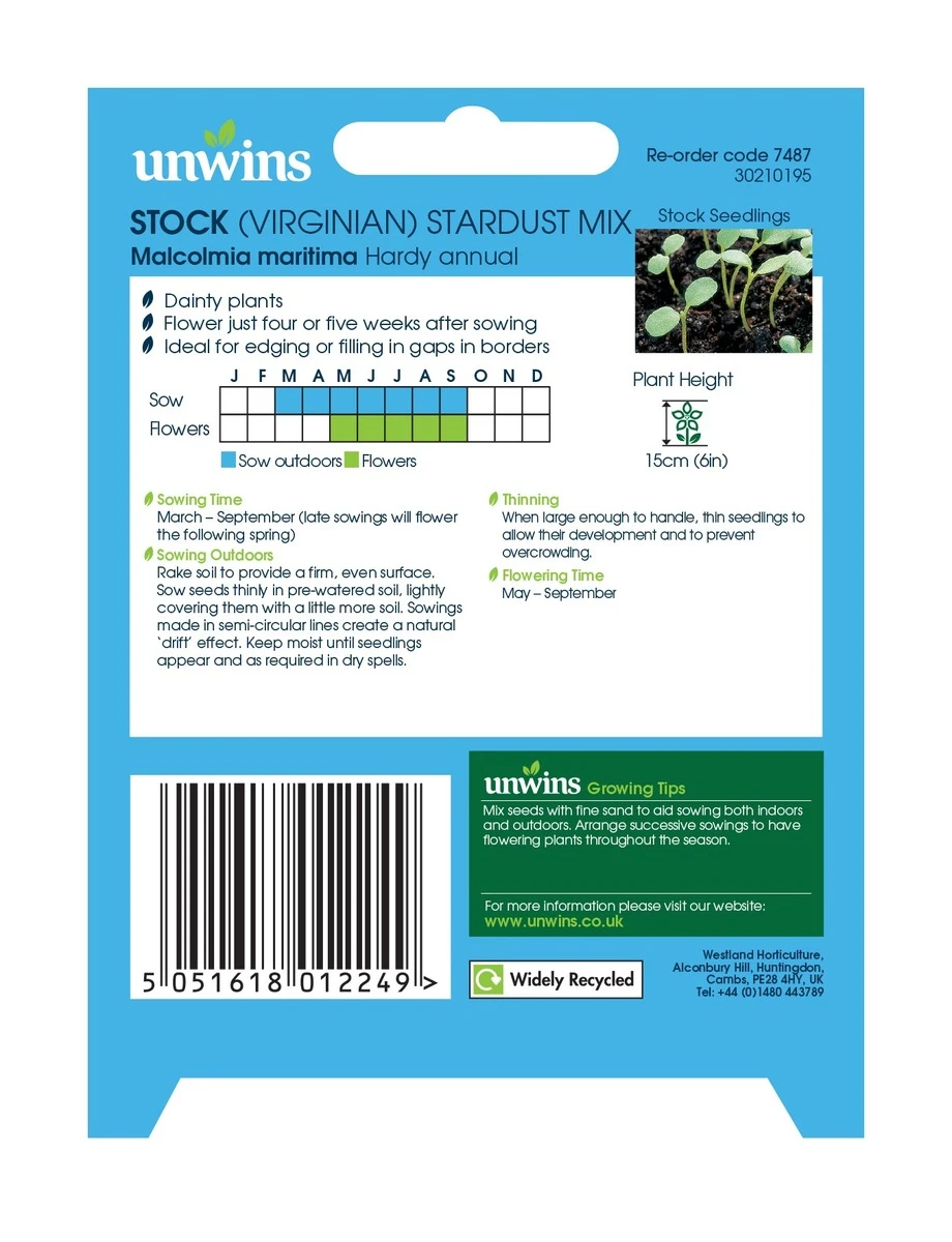 Unwins Stock (Virginian) Stardust Mix 1 Unwins Stock (Virginian) Stardust Mix
