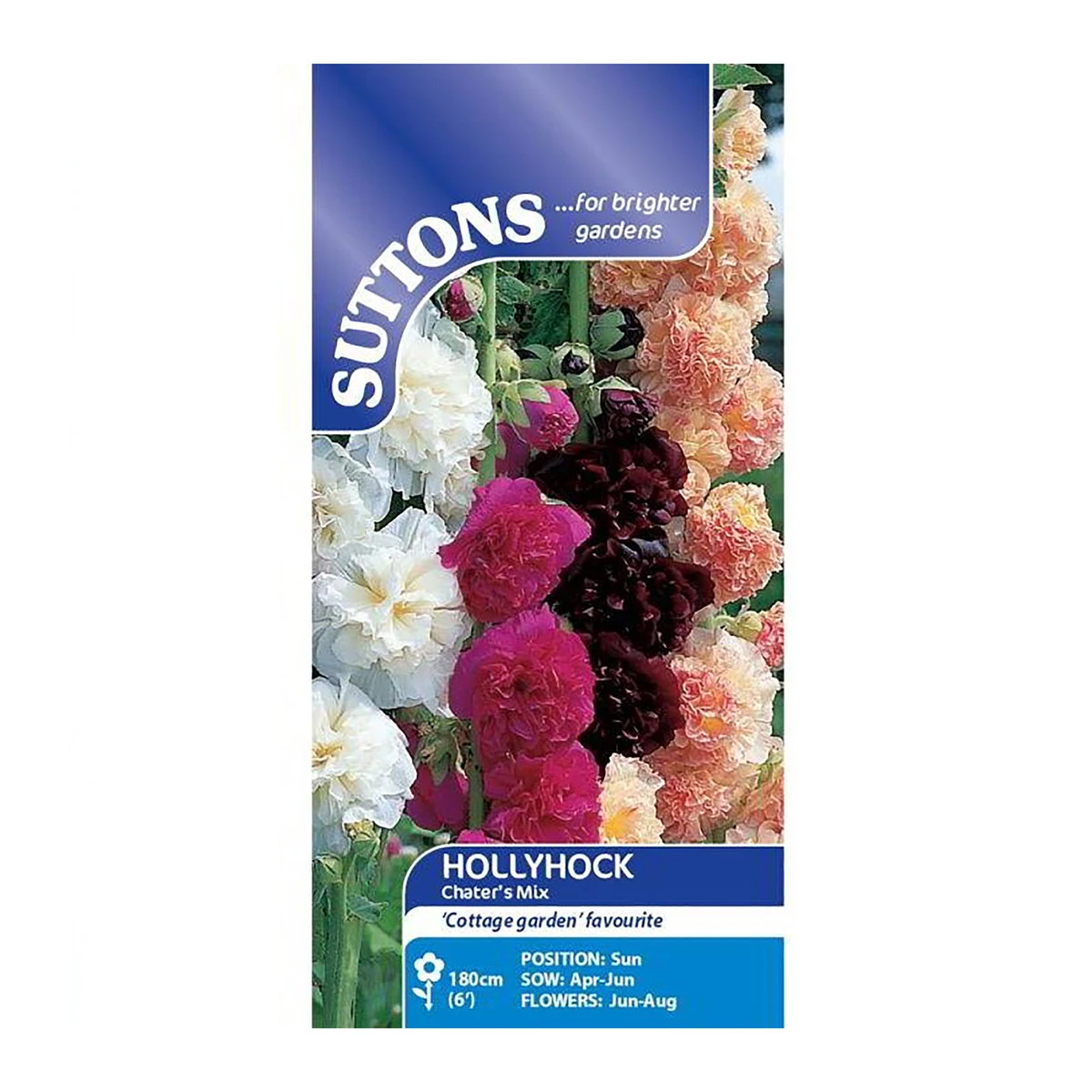 Suttons Seeds Suttons Seed Hollyhock Charter's Mix 1 Suttons Seeds Suttons Seed Hollyhock Charter's Mix