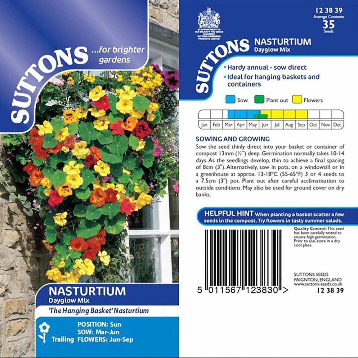 Suttons Seeds Suttons Seed Nasturtium Dayglow Mix 1 Suttons Seeds Suttons Seed Nasturtium Dayglow Mix
