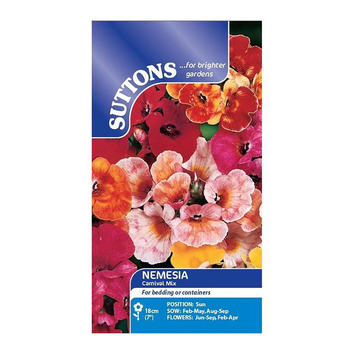 Suttons Seeds Suttons Seed Nemesia Carnival Mix 3 Suttons Seeds Suttons Seed Nemesia Carnival Mix - Billede 3