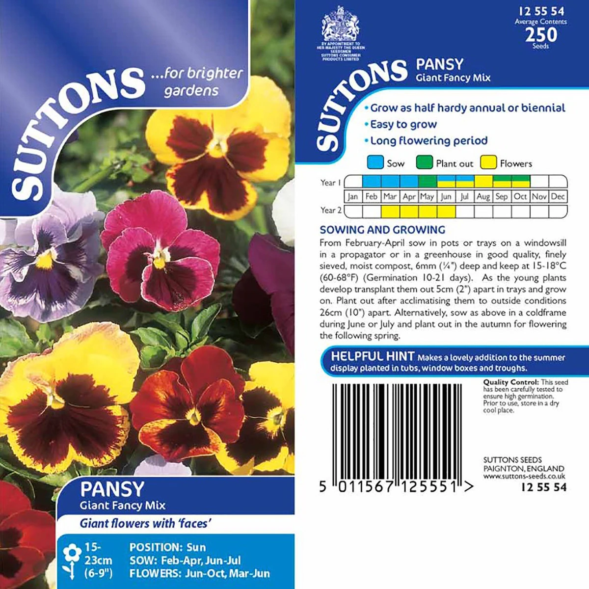 Suttons Seeds Suttons Seed Pansy Giant Fancy Mix 1 Suttons Seeds Suttons Seed Pansy Giant Fancy Mix