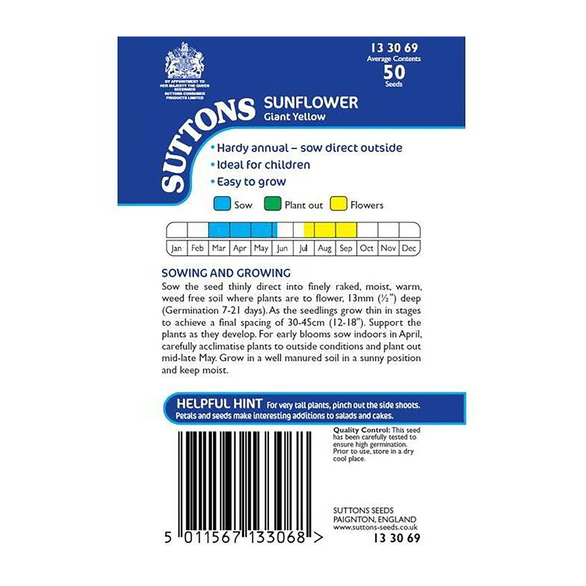 Suttons Seeds Suttons Seed Sunflower Giant Yellow 2 Suttons Seeds Suttons Seed Sunflower Giant Yellow - Billede 2