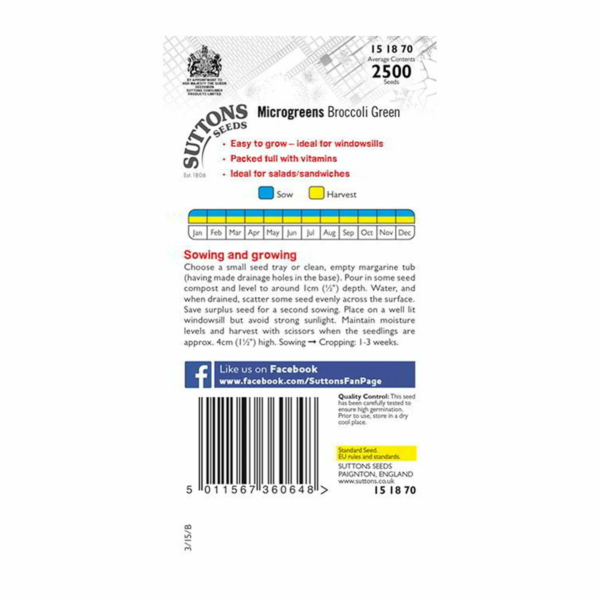 Suttons Seeds Suttons Microgreens Broccoli Green Sprouting 2 Suttons Seeds Suttons Microgreens Broccoli Green Sprouting - Billede 2