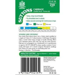 Suttons Seeds Suttons Seed Cabbage Golden Acre Primo 11
