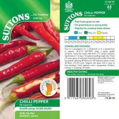 Suttons Seeds Suttons Seed Chilli Pepper De Cayenne