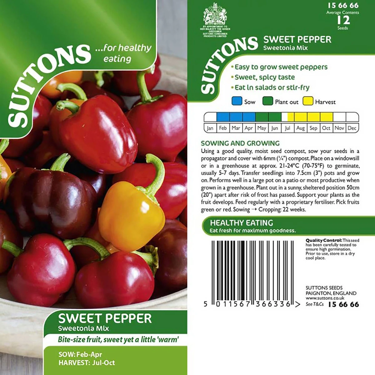 Suttons Seeds Suttons Seed Pepper Sweet Sweetonia Mix 2 Suttons Seeds Suttons Seed Pepper Sweet Sweetonia Mix - Billede 2