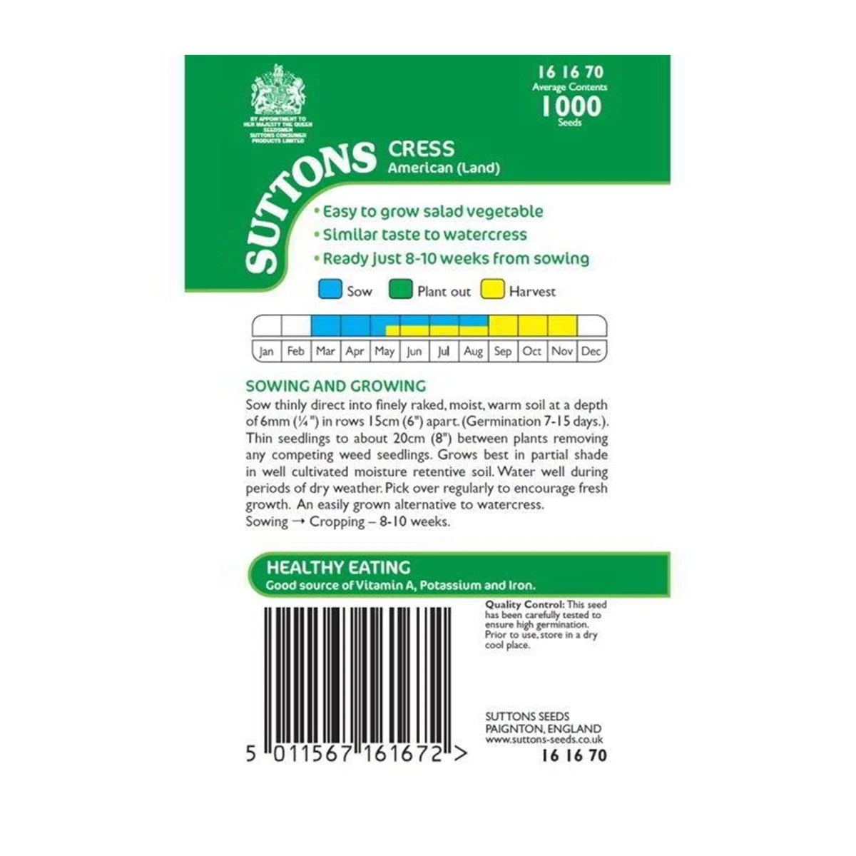 Suttons Seeds Suttons Land Cress - American Cress 1 Suttons Seeds Suttons Land Cress - American Cress