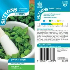 Suttons Seeds Suttons Seed Herb Seed - Basil Sweet