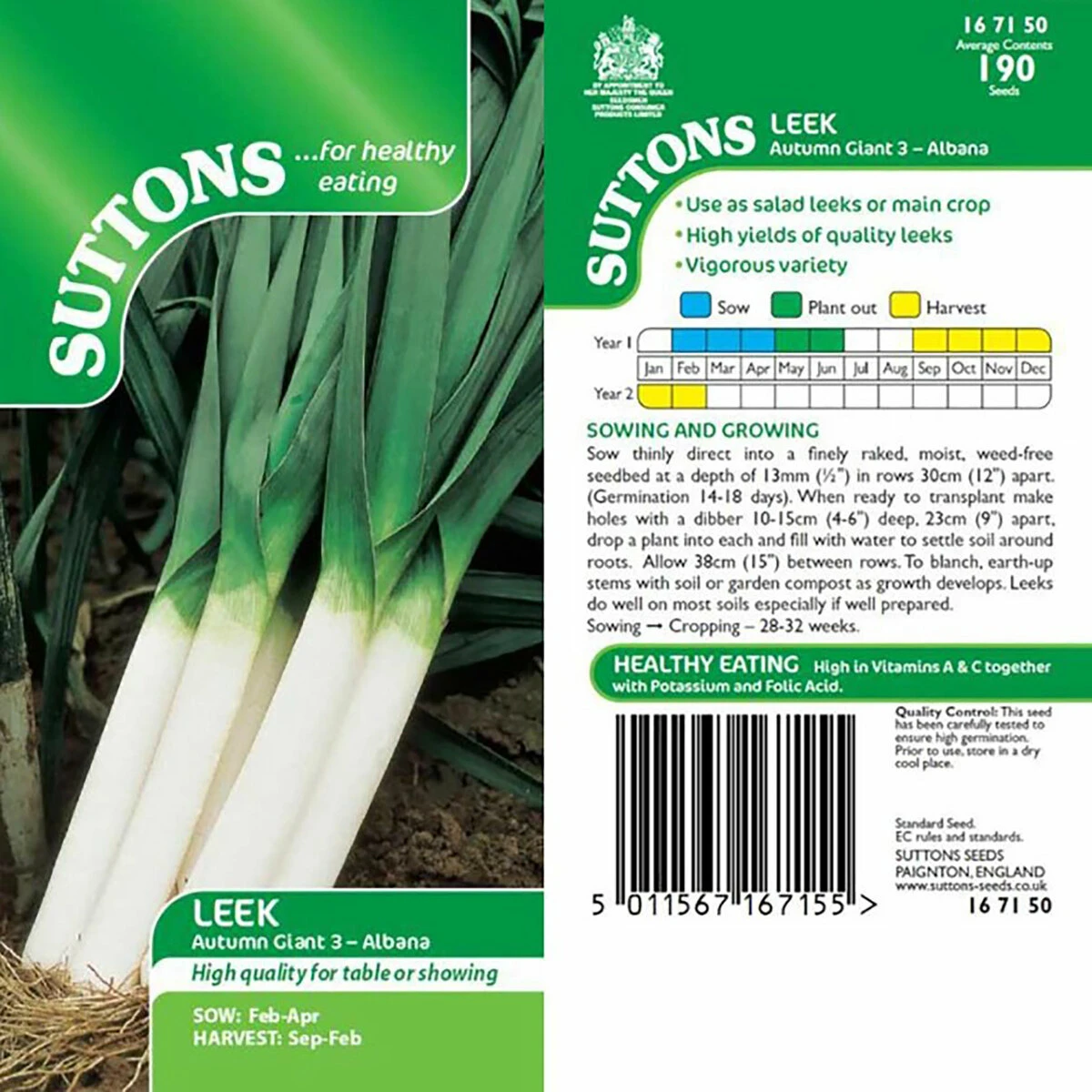 Suttons Seeds Suttons Seed Leek Autumn Giant 3 Albana 1 Suttons Seeds Suttons Seed Leek Autumn Giant 3 Albana