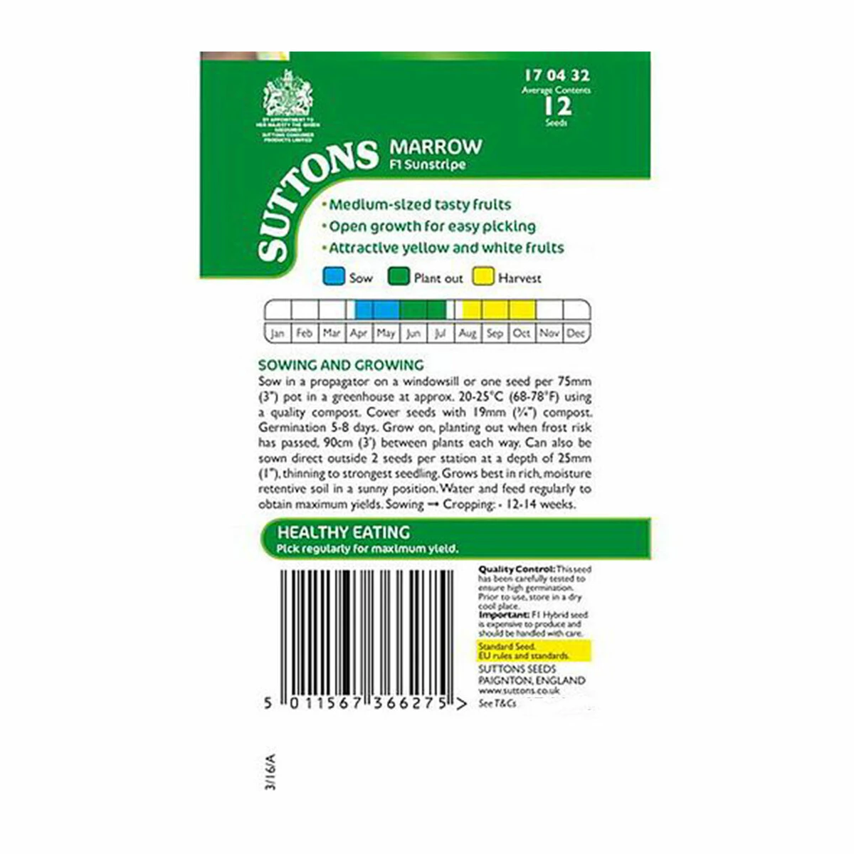 Suttons Seeds Marrow F1 Sunstripe 2 Suttons Seeds Marrow F1 Sunstripe - Billede 2