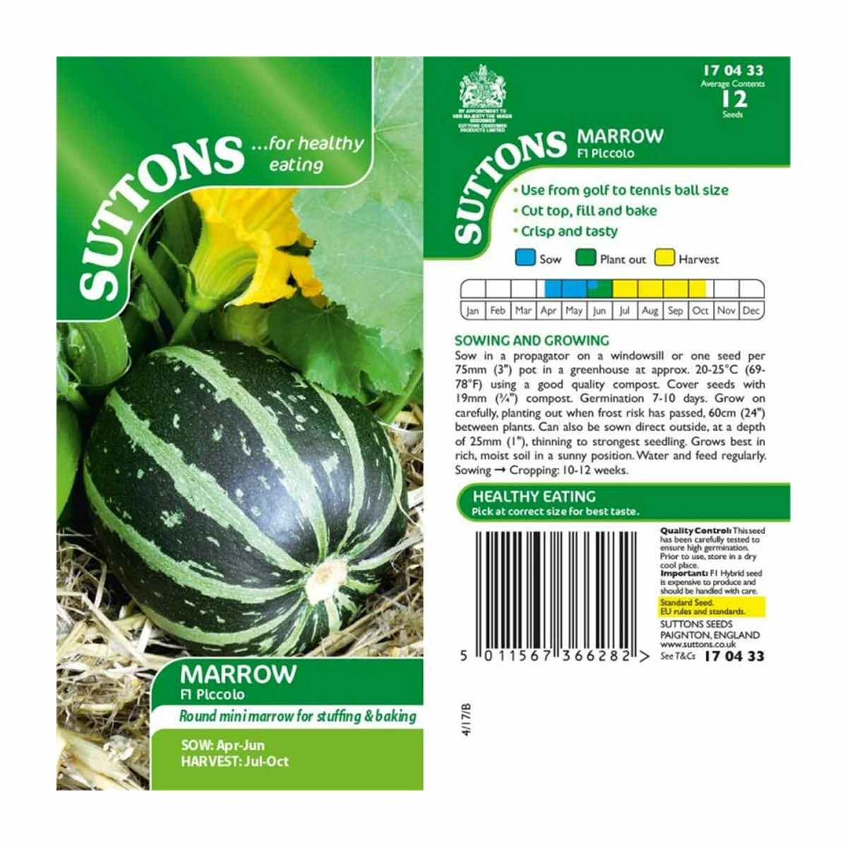 Suttons Seeds Sutton Seeds Marrow F1 Piccolo 2 Suttons Seeds Sutton Seeds Marrow F1 Piccolo - Billede 2