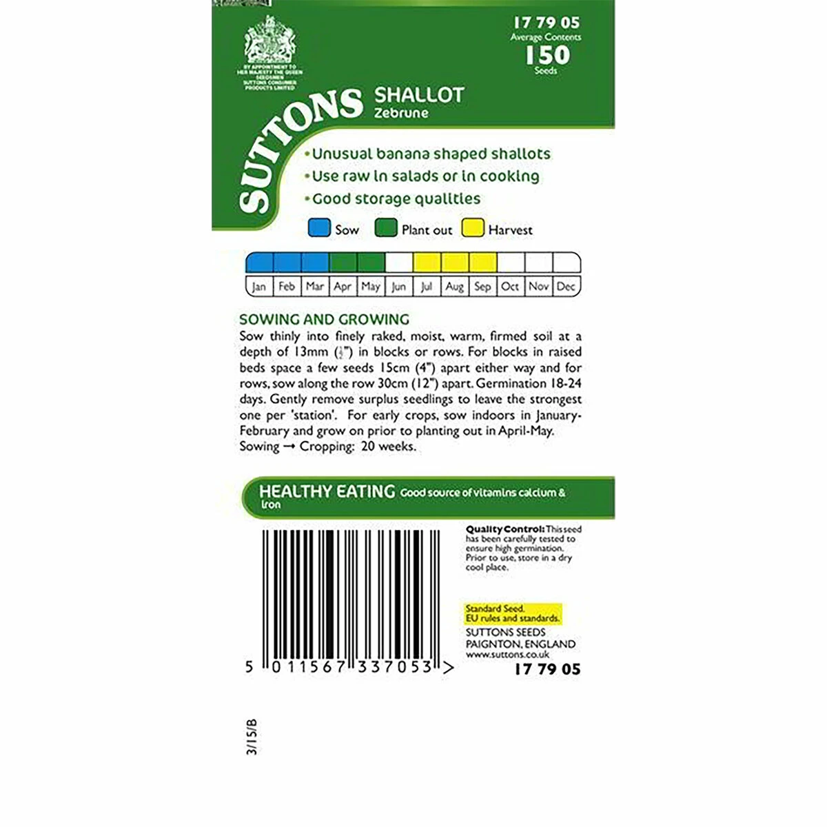 Suttons Seeds Suttons Seed Shallot Banana Seed - Zebrune 2 Suttons Seeds Suttons Seed Shallot Banana Seed - Zebrune - Billede 2