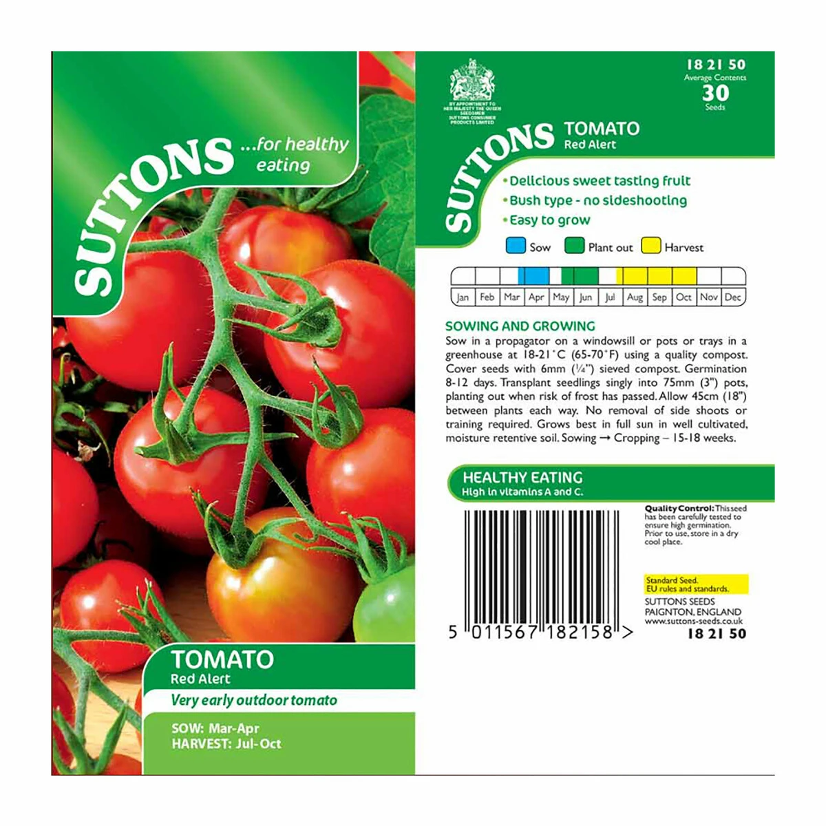 Suttons Seeds Suttons Tomato Seeds - Red Alert 1 Suttons Seeds Suttons Tomato Seeds - Red Alert