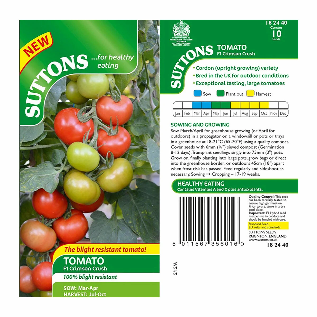 Suttons Seeds Suttons Tomato Seeds - F1 Crimson Crush 1 Suttons Seeds Suttons Tomato Seeds - F1 Crimson Crush