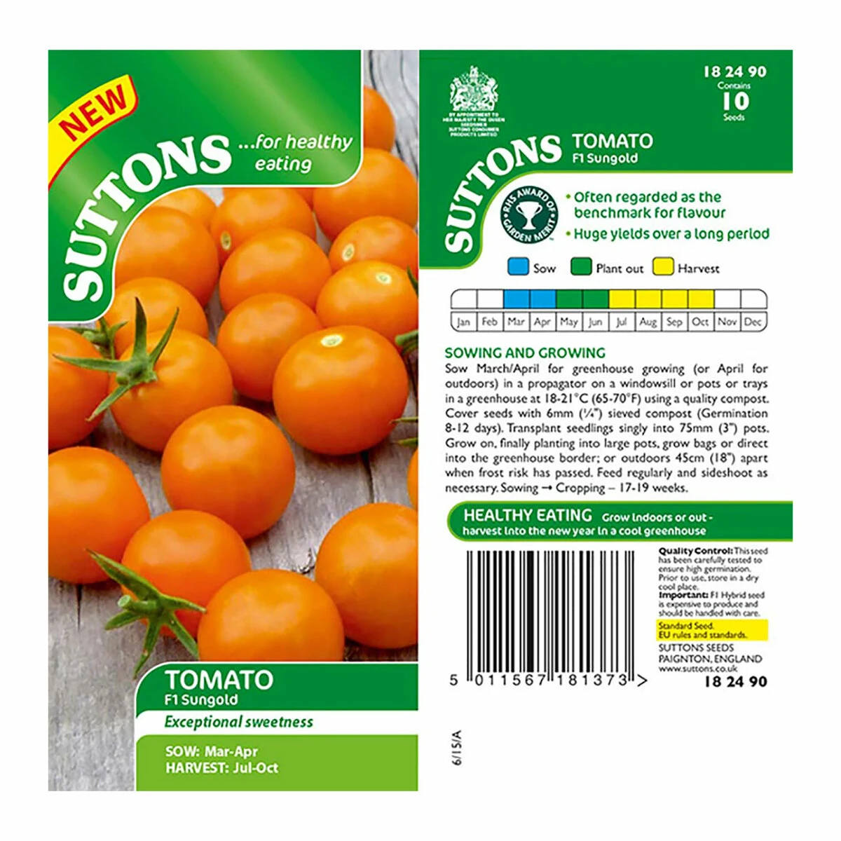 Suttons Seeds Suttons Tomato Seeds - F1 Sungold 1 Suttons Seeds Suttons Tomato Seeds - F1 Sungold