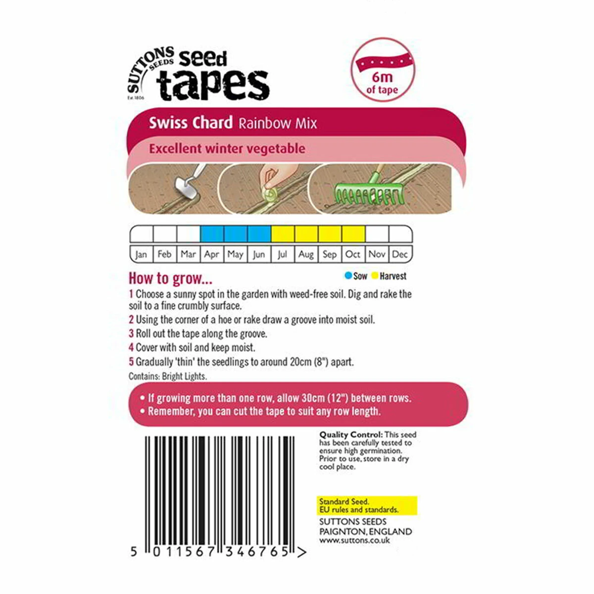 Suttons Seeds Seed Tape Chard Rainbow Mix 2 Suttons Seeds Seed Tape Chard Rainbow Mix - Billede 2