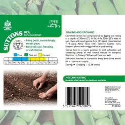 Suttons Seeds Suttons Seed Pea Hurst Greenshaft