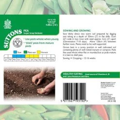 Suttons Seeds Suttons Seed Pea Sugar Snap Seeds - Delikett -Kent &amp Stowe butik 9092400 back 1200Wx1200H