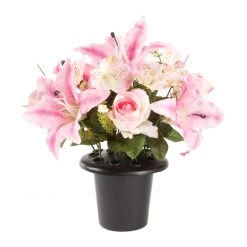 Grave Vase Lilies And Roses