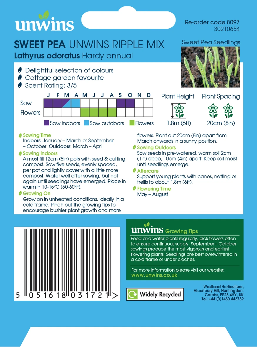 Unwins Sweet Pea Ripple Mix Seeds 1 Unwins Sweet Pea Ripple Mix Seeds