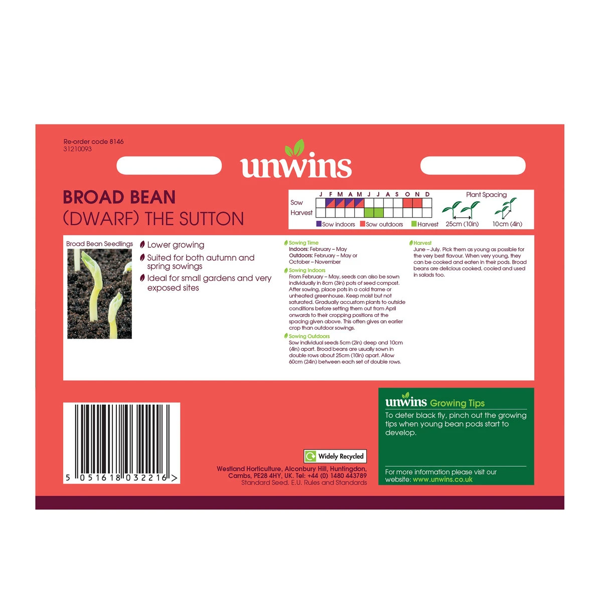 Unwins Sutton Broad Bean Seeds 2 Unwins Sutton Broad Bean Seeds - Billede 2
