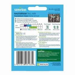 Unwins Seed Nasturtium Tall Mix -Kent &amp Stowe butik 9104046 leftback 1200Wx1200H