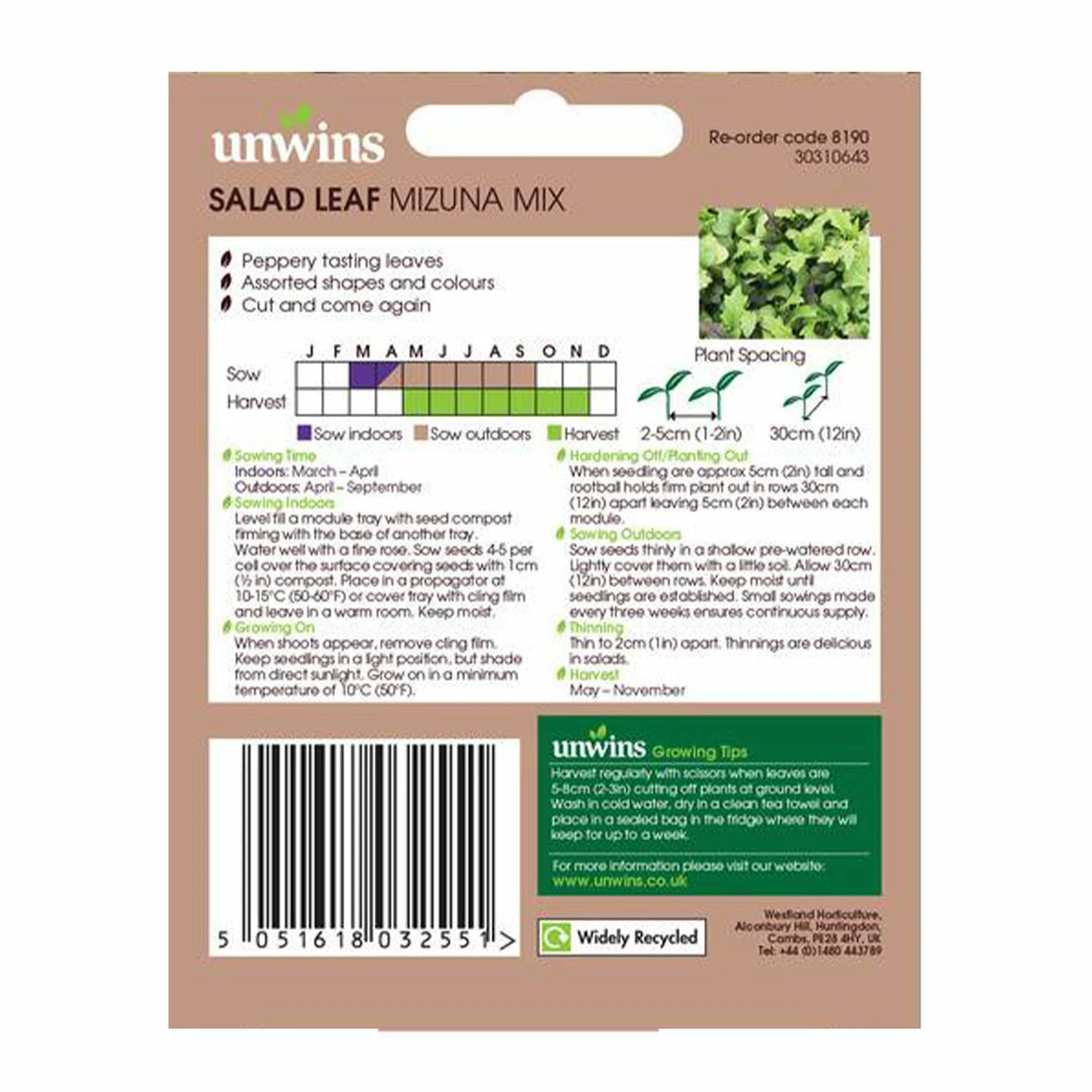 Unwins Seed Salad Leaf Mizuna Mix 1 Unwins Seed Salad Leaf Mizuna Mix