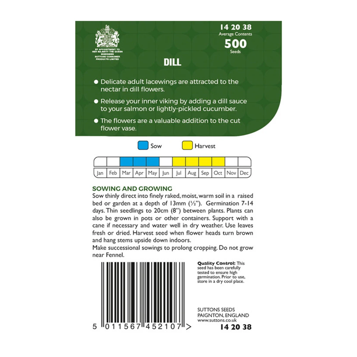 Suttons Seeds Suttons P & P Dill 1 Suttons Seeds Suttons P & P Dill