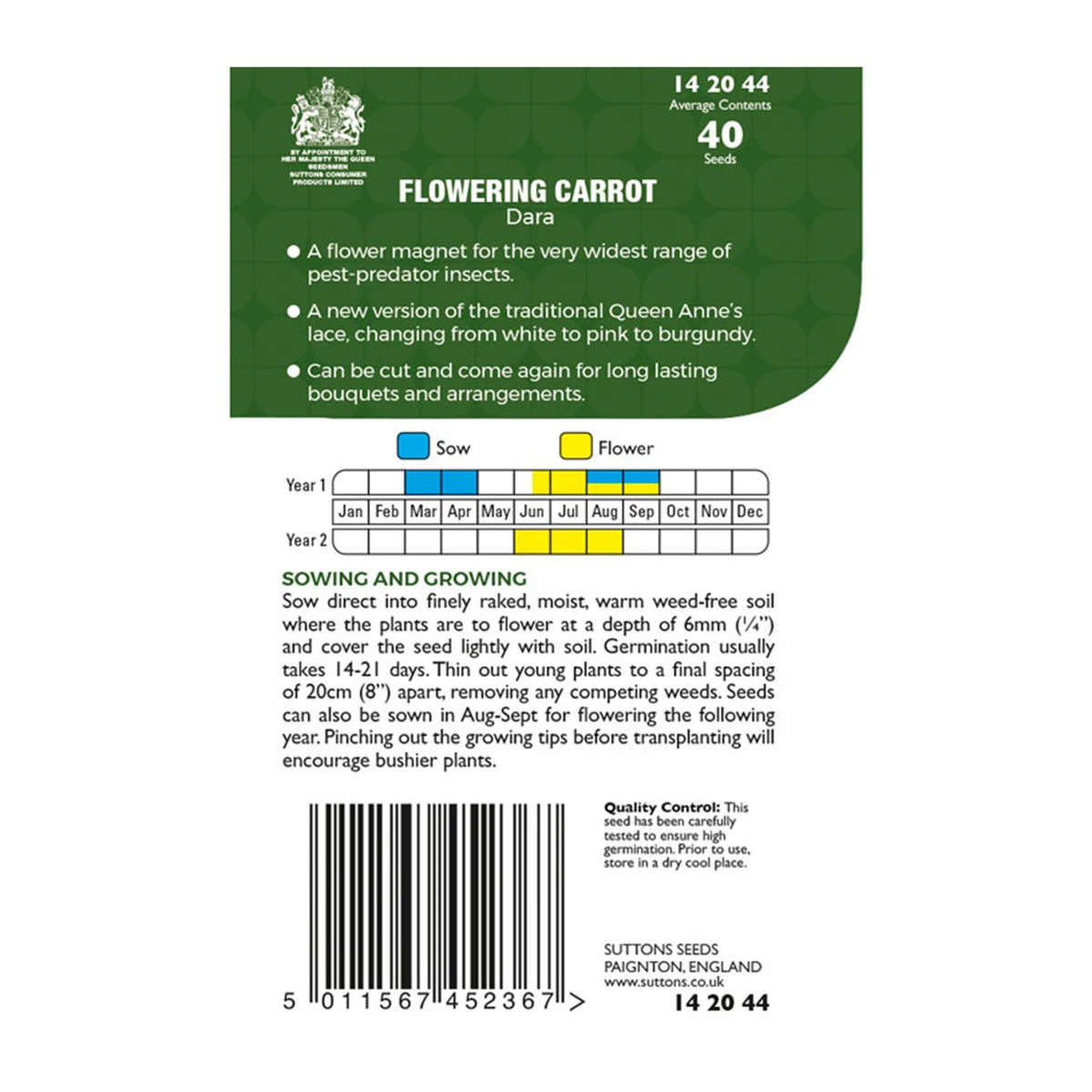 Suttons Seeds Suttons P & P Flowering Carrot Dara 2 Suttons Seeds Suttons P & P Flowering Carrot Dara - Billede 2