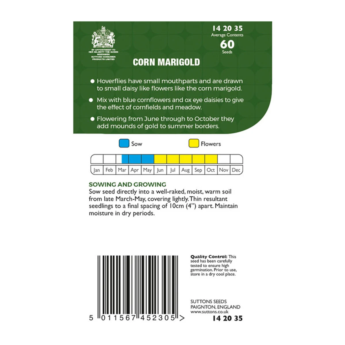 Suttons Seeds Suttons P & P Corn Marigold 1 Suttons Seeds Suttons P & P Corn Marigold