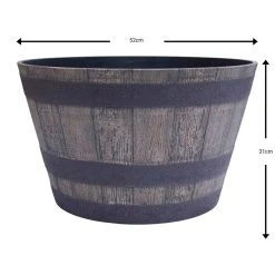 Grey Whiskey Barrel Planter 52cm