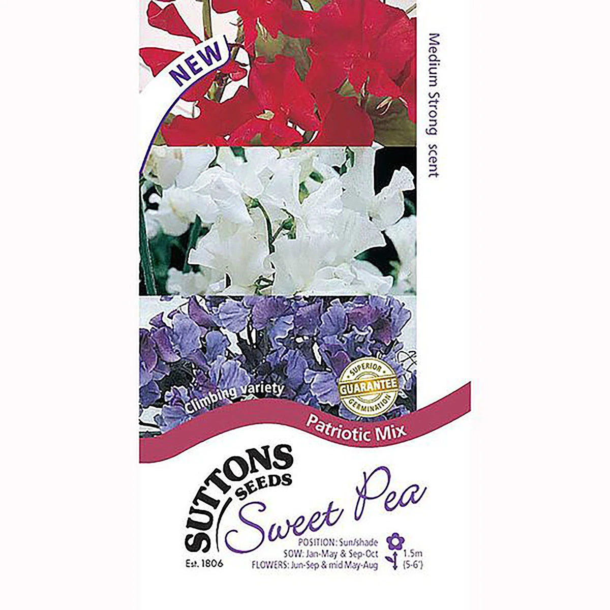 Suttons Seeds Suttons Seed Sweet Pea Patriotic Mix 2 Suttons Seeds Suttons Seed Sweet Pea Patriotic Mix - Billede 2