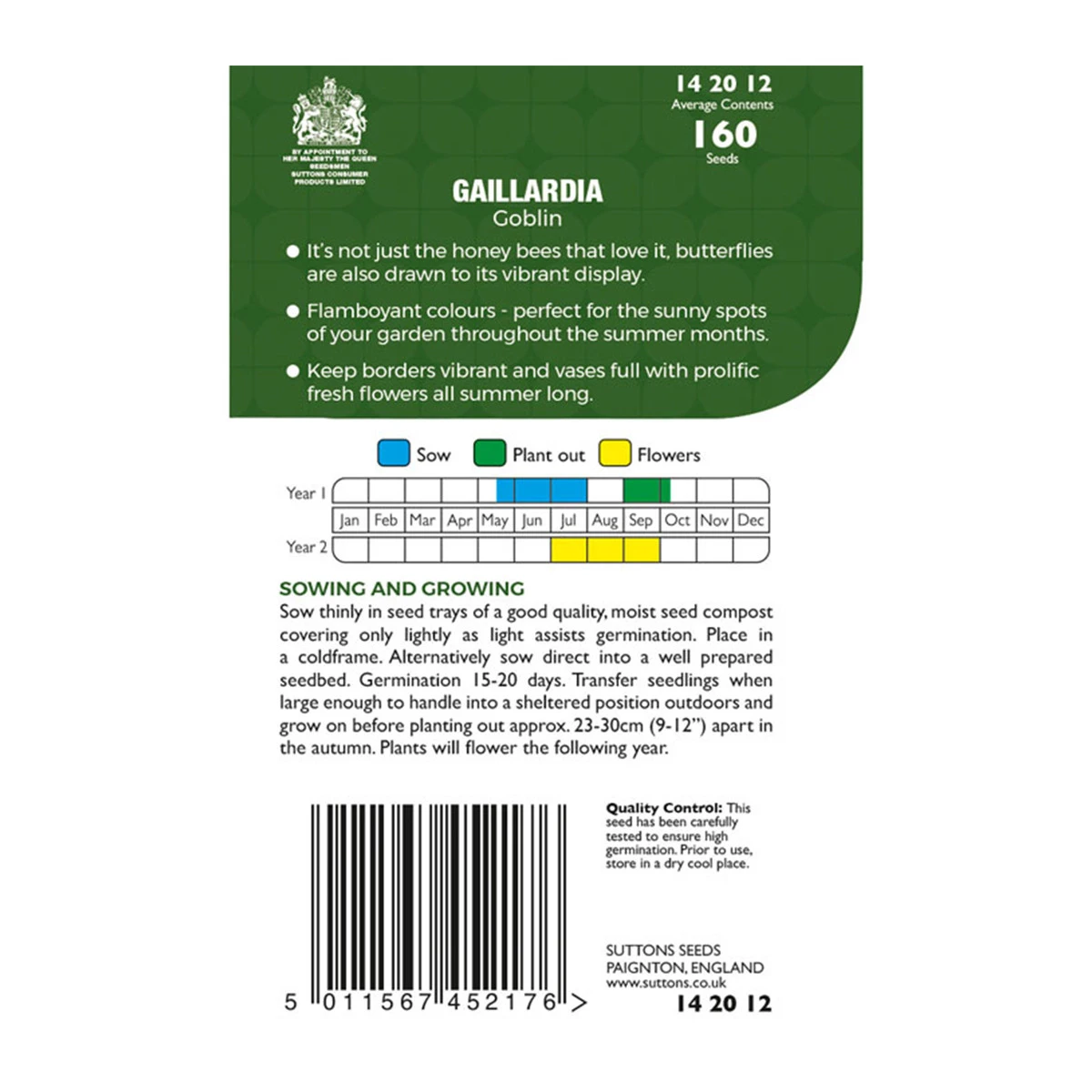 Suttons Seeds Suttons P & P Gaillardia Goblin 2 Suttons Seeds Suttons P & P Gaillardia Goblin - Billede 2