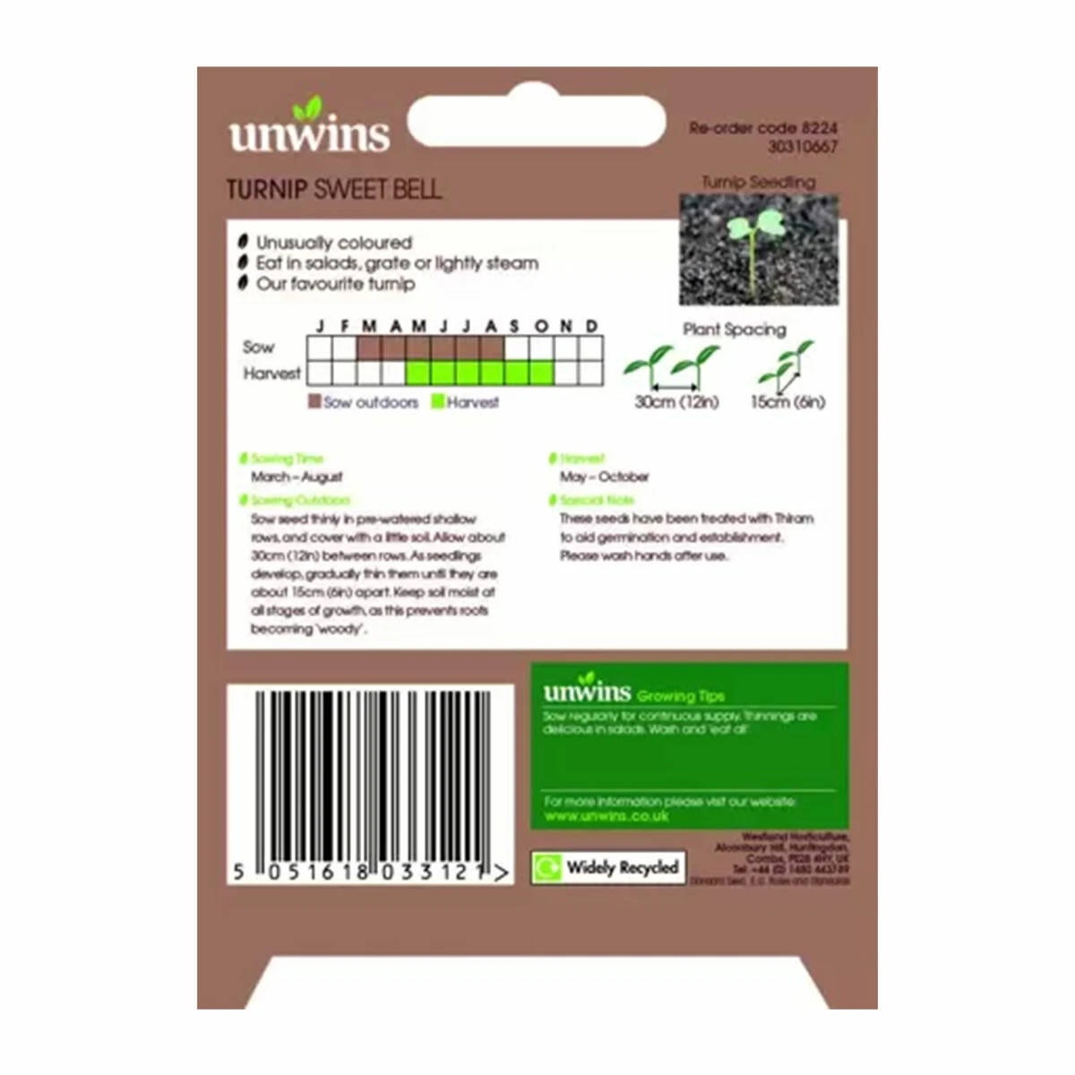 Unwins Seeds Turnip Sweet Bell 2 Unwins Seeds Turnip Sweet Bell - Billede 2