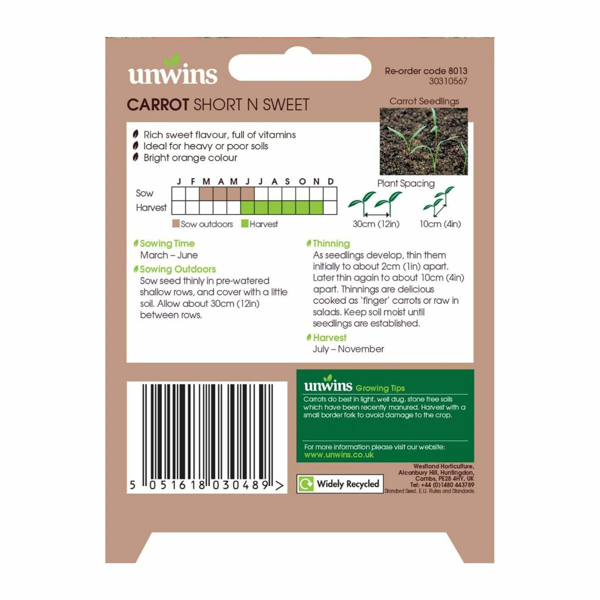 Unwins Carrot Patio Short N Sweet 2 Unwins Carrot Patio Short N Sweet - Billede 2